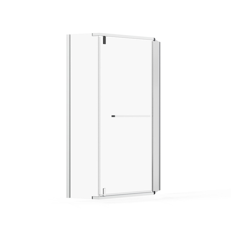 Neo – Angle Frameless Shower Door With Clear SGCC Tempered Glass – Chrome