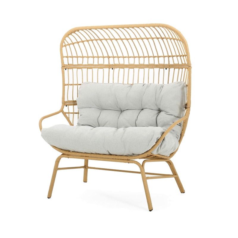 Palos – Outdoor Wicker Loveseat – Light Brown