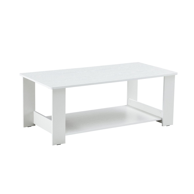 Simple White Textured Coffee Table, Material, Living Room Furniture With Storage Space, Nordic Minimalist Design – White