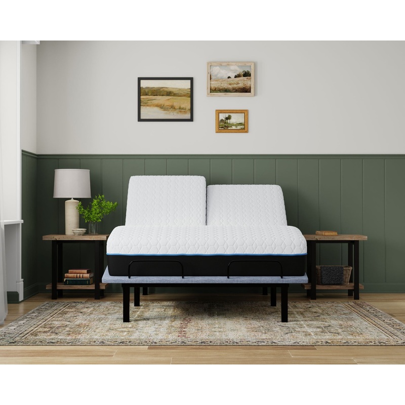 Copper Lux – 12 Split Top California King Soft Memory Foam Mattress With Phase Change Cooling Fabric – White / Gray
