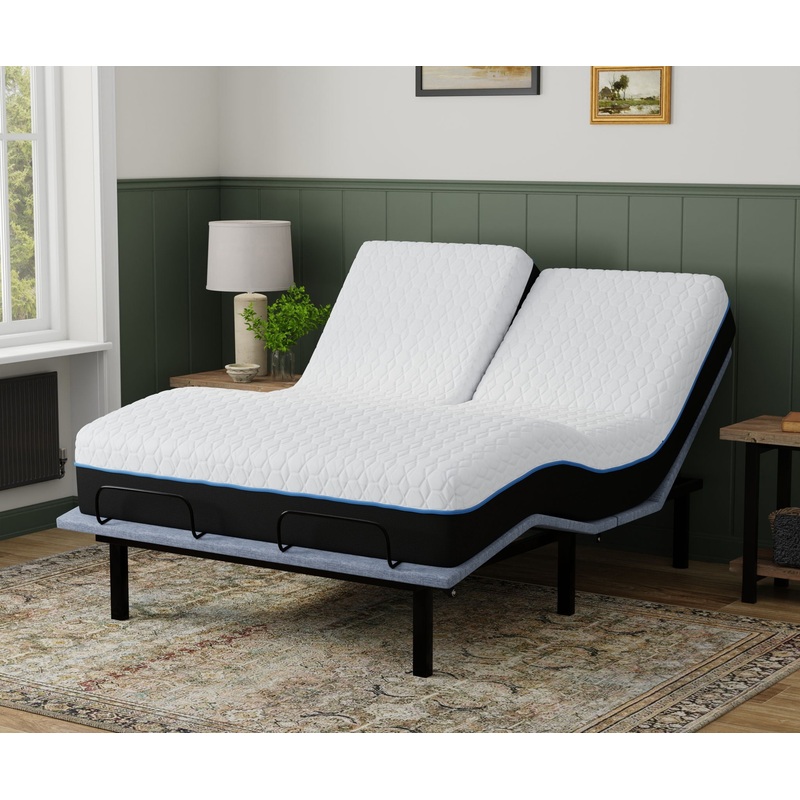 Copper Lux – 12 Split Top King Soft Memory Foam Mattress With Phase Change Cooling Fabric – White / Gray