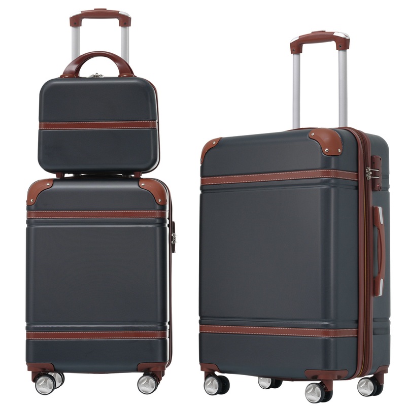 Hardshell Luggage Sets 3 Pieces 20 / 24 Luggages And Cosmetic Case Spinner Suitcase With Tsa Lock Lightweight