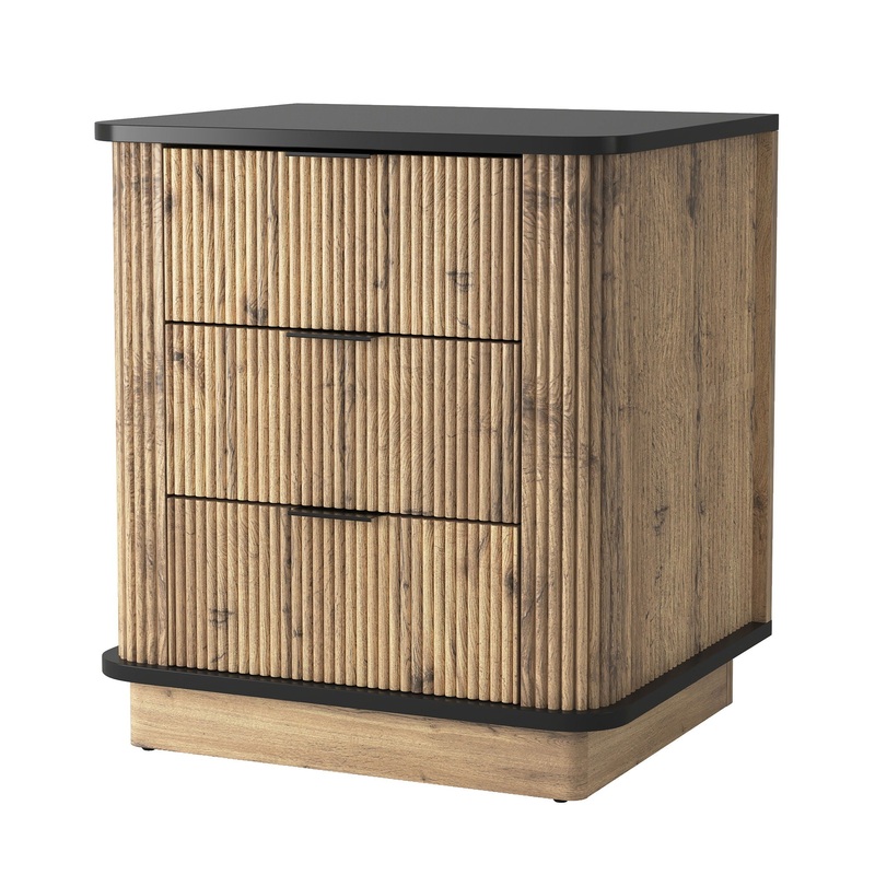 Multi Functional 3 Drawer Nightstand, Perfect For Storing Items Of Different Heights, A Perfect Combination Of Nature And Fashion – Black