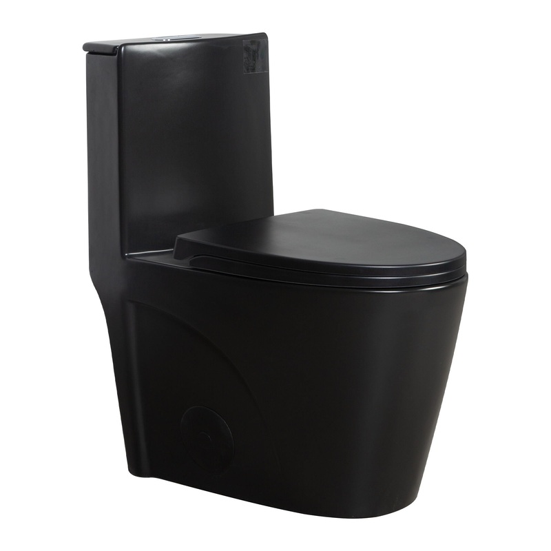 1.1 / 1.60 Gpf Dual Flush 1 Piece Toilet, Water Saving Elongated Comfort Height Floor Mounted, Soft Close Seat, 1000 Gram Map Flushing Score Toilet – Matte Black