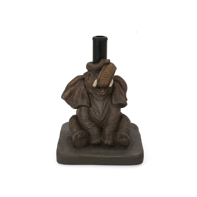 Charming Elephant Umbrella Base With Concrete Design – Gray