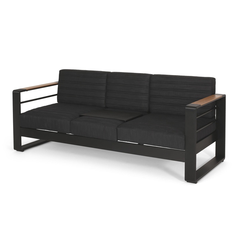 Giovanna – 3 Seater Sofa With Aluminum Frame And Water Repellence Cushions – Black