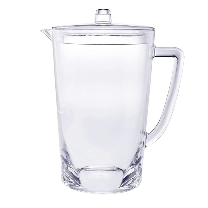 Halo – Oval Design Unbreakable Plastic Water Pitcher With Lid Acrylic, 2.75 Quarts – Clear