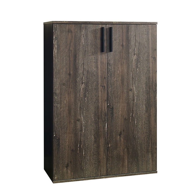 Luka – Farmhouse Rustic Five Shelf Wood Shoe Cabinet – Rustic Gray