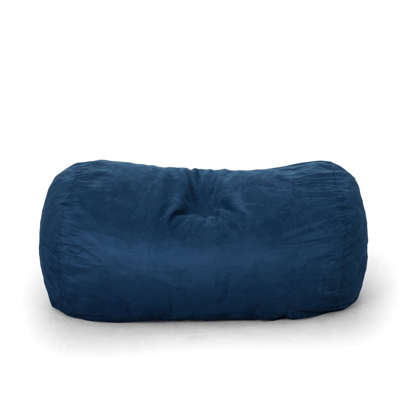 Marlin – 6.5 Foot Cylindrical Bean Bag With Removable Suede Cover – Midnight Blue