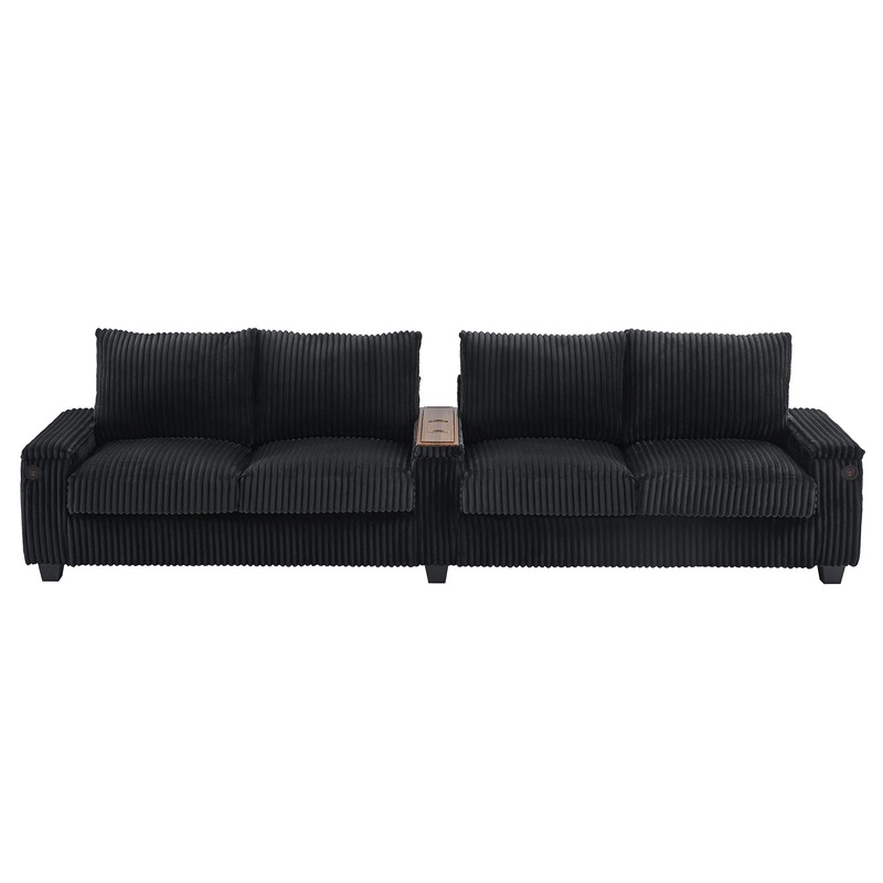 Modern 4 Seater Corduroy Sofa Couch With USB Ports And Hidden Storage
