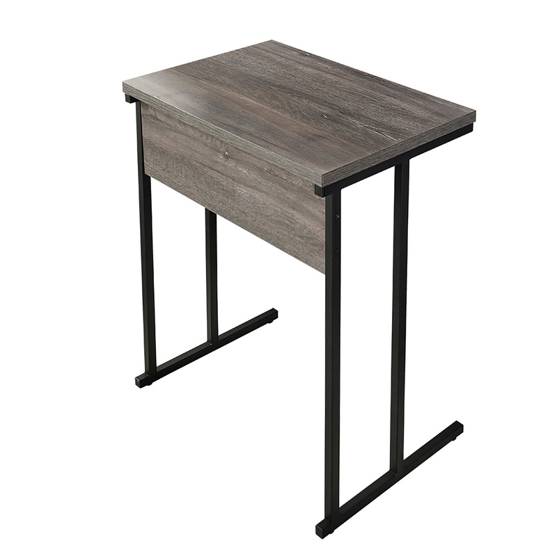 Mona – Rustic Wood Top And Metal Base TV Tray With Water And Heat Resistance – Gray