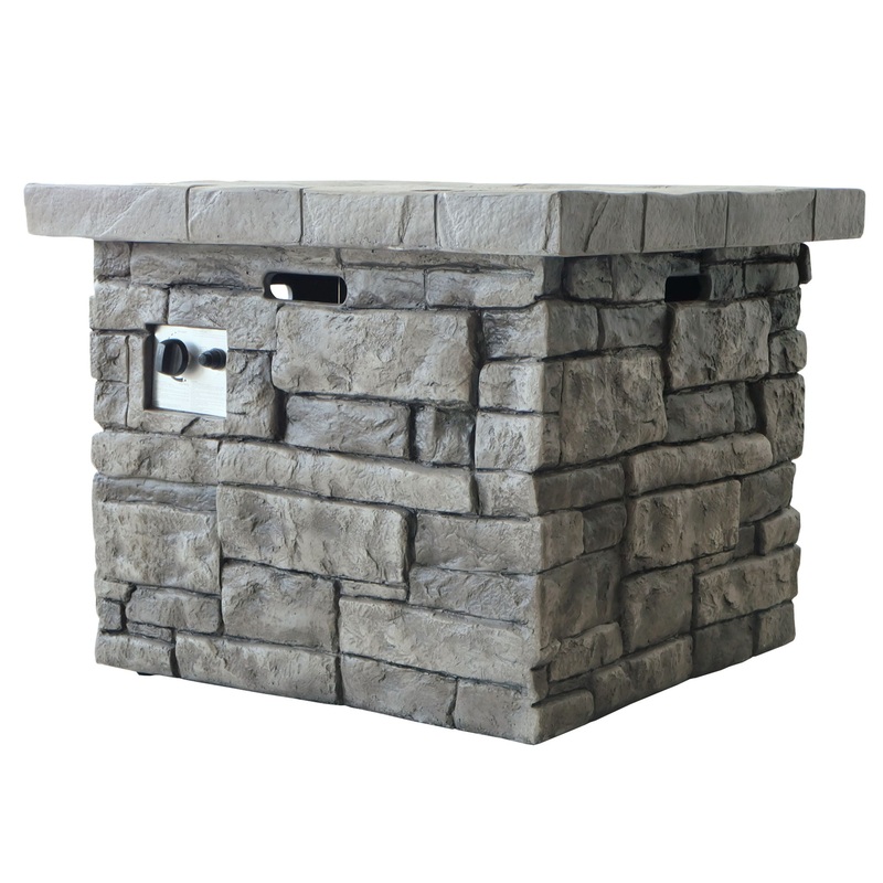 Outdoor Square Propane Fire Pit 40, 000 Btu – Gray