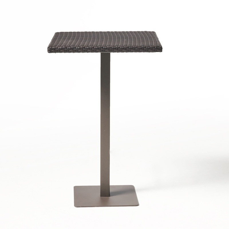 Outdoor Square Rattan Bar Table With Iron Frame – Multi Brown