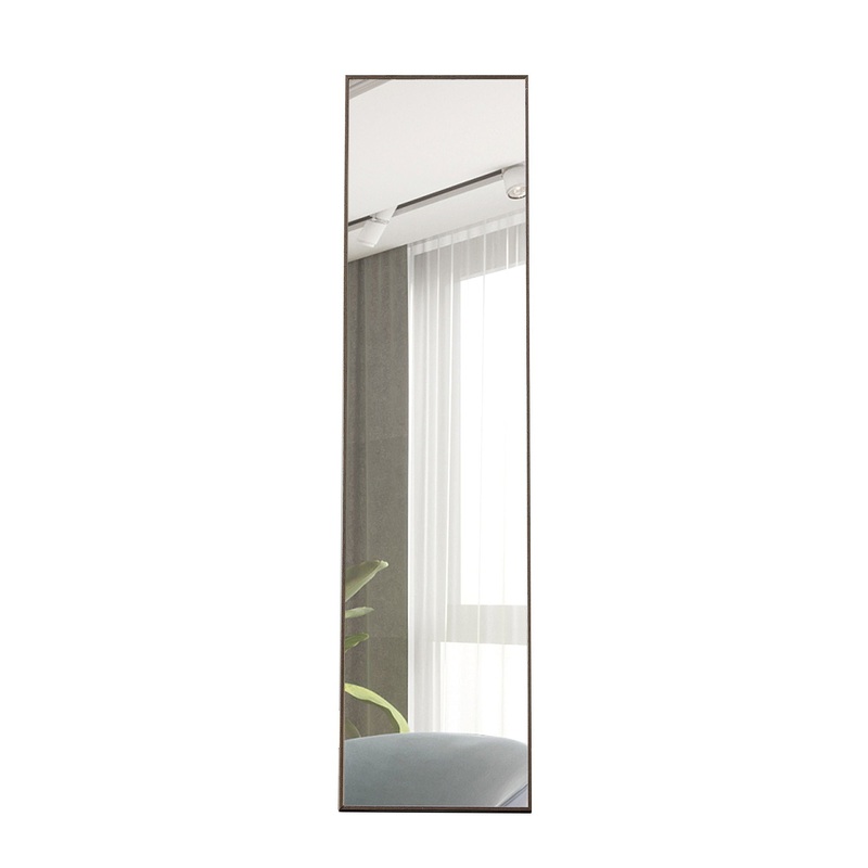 Solid Wood Frame Minimalist Mirror, Bathroom Bedroom Wall Mirror. Enhance Modern Interior Design – Gray / Transparent
