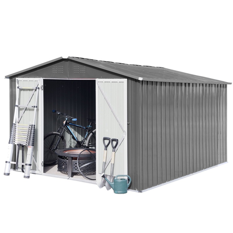 10′ x 8′ Garden Sheds Outdoor Storage Sheds – Gray
