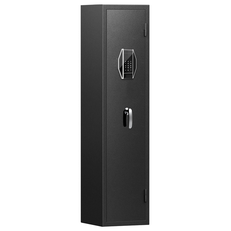 3 – 4 Gun Safe For Rifles And Pistols, Quick Access Password Gun Safe, High Security Metal Rifle Safe Locker With Removable Shelf And 2 Adjustable Gun Slots – Black