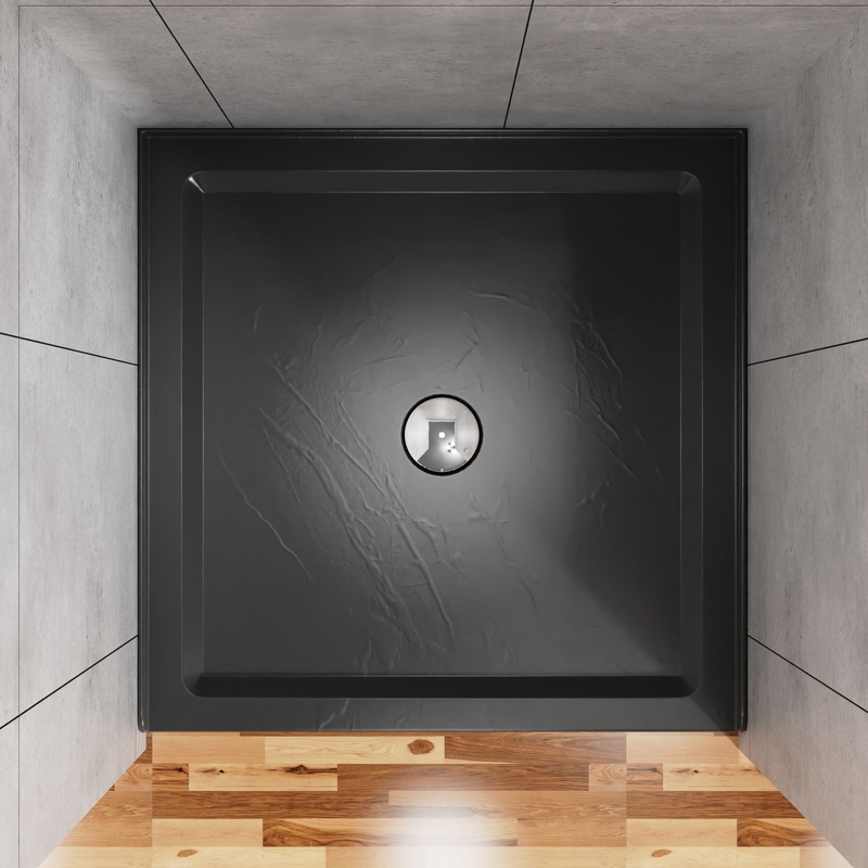 36 X 36 Shower Base 3.5 Height Anti – Slip Acrylic Center Drain Single Threshold Shower Base – Slate Black