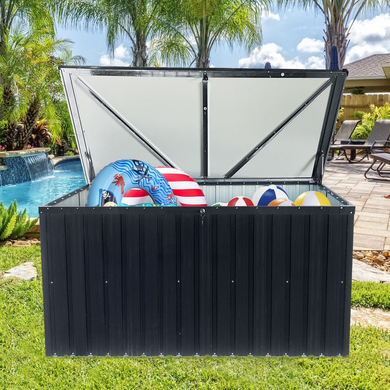 Metal Storage Box Store Large Out Door Use – Black