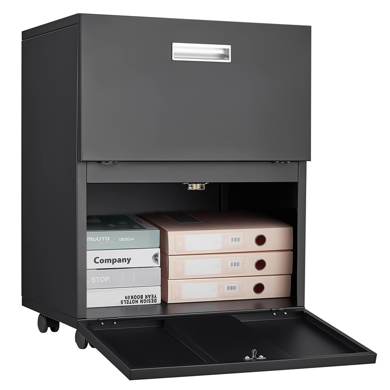 Office Furniture Copier Cabinet 2 Door Steel Copier Stand Mobile Pedestal File Printer Stand – Black