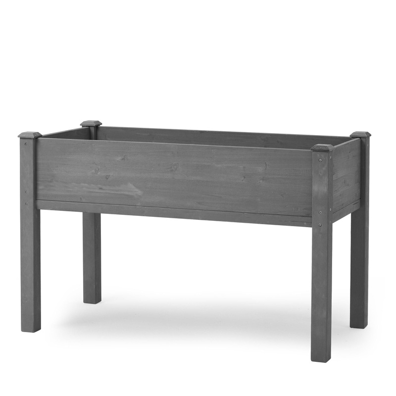 Raised Garden Bed With Legs, Elevated Wooden Planter Box For Outdoor Plants – Gray