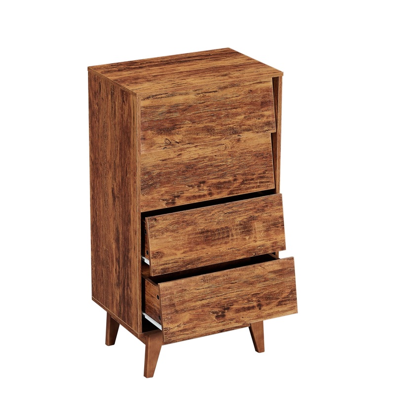 Vintage Style 4 Drawer Double Dresser With Bevel Design – Brown