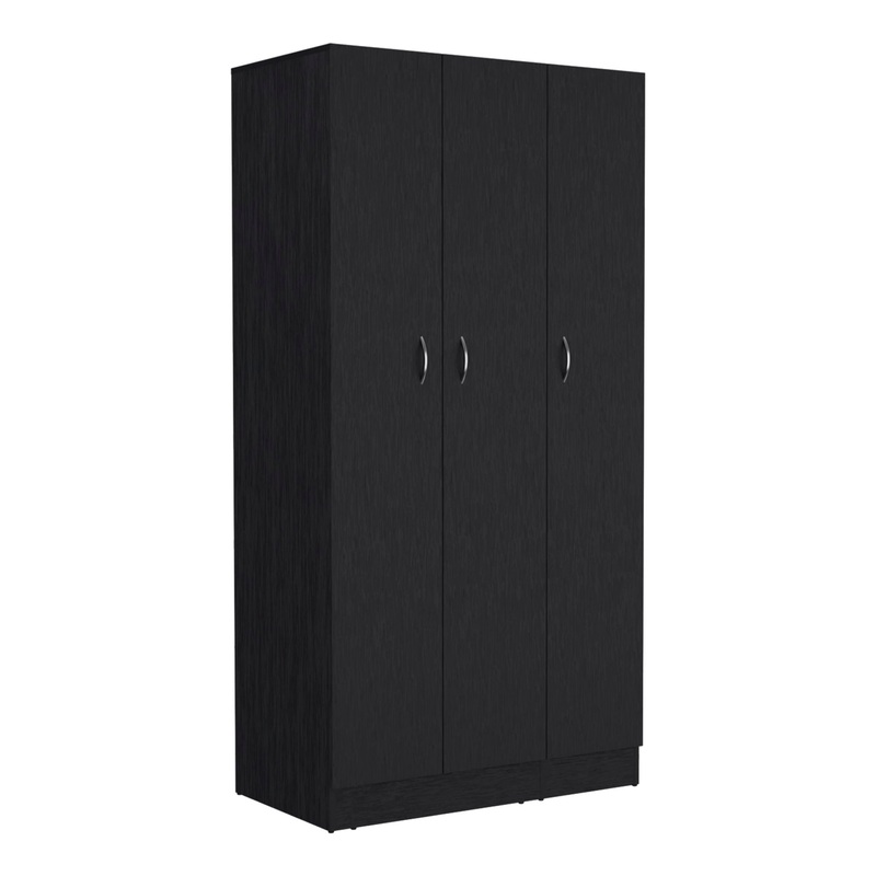 Wardrobe Armoire With 3 Doors And 2 Inner Drawers, 3 Doors – Black