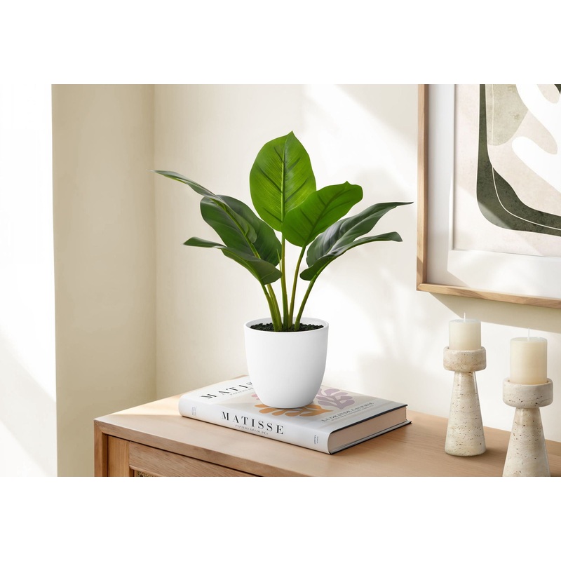 17 Tall, Artificial Plant, Aureum, Indoor, Faux, Fake, Table, Greenery, Potted, Real Touch, Decorative – Green / White