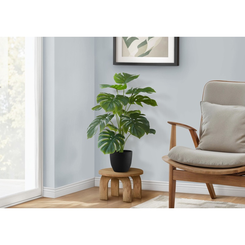 24 Tall, Artificial Plant, Monstera, Indoor, Faux, Fake, Table, Greenery, Potted, Real Touch, Decorative – Green / Black