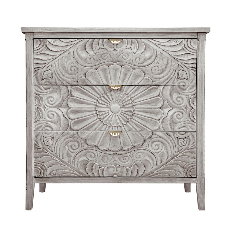 3 Drawer Cabinet, American Furniture, Suitable For Bedroom, Living Room – Light Gray