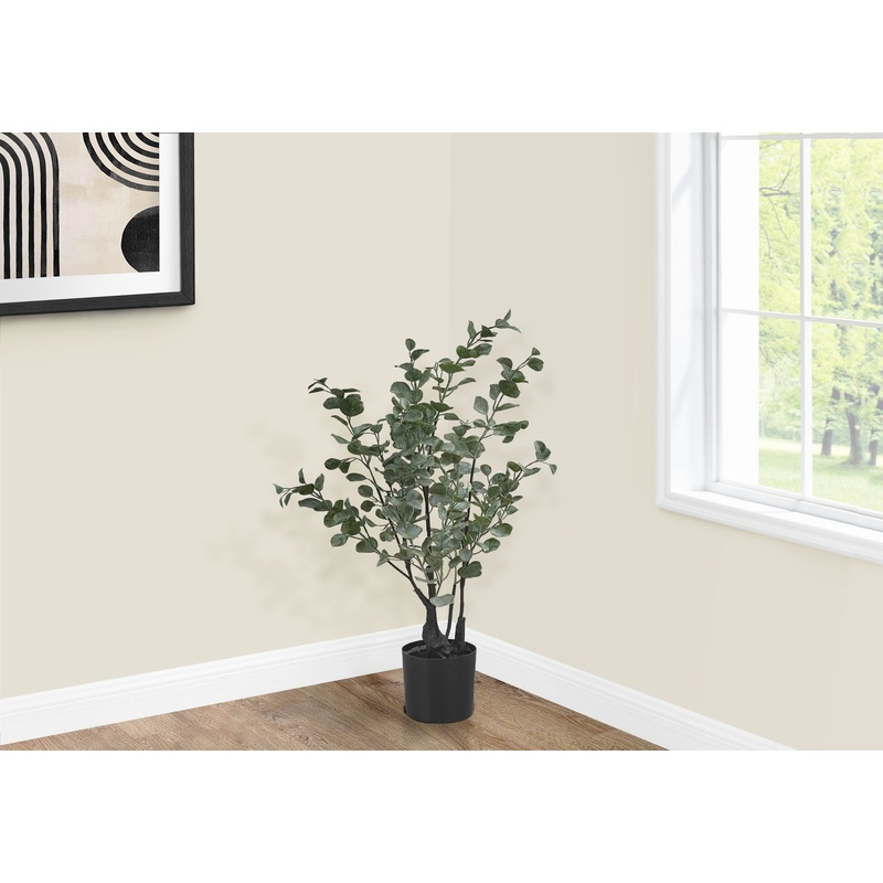 35 Tall, Artificial Plant, Eucalyptus Tree, Indoor, Faux, Fake, Floor, Greenery, Potted, Decorative – Green / Black
