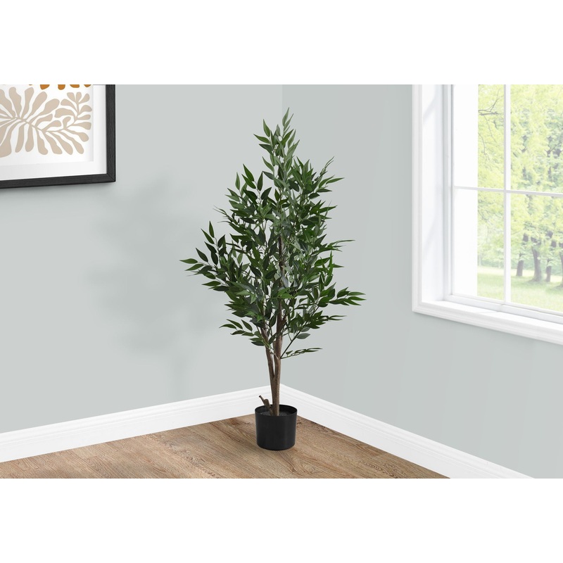 47 Tall, Artificial Plant, Acacia Tree, Indoor, Faux, Fake, Floor, Greenery, Potted, Silk, Decorative – Green / Black