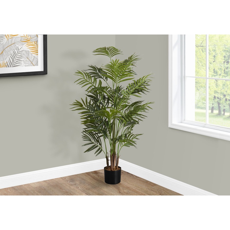 47 Tall, Artificial Plant, Areca Palm Tree, Indoor, Faux, Fake, Floor, Greenery, Potted, Real Touch, Decorative – Green / Black