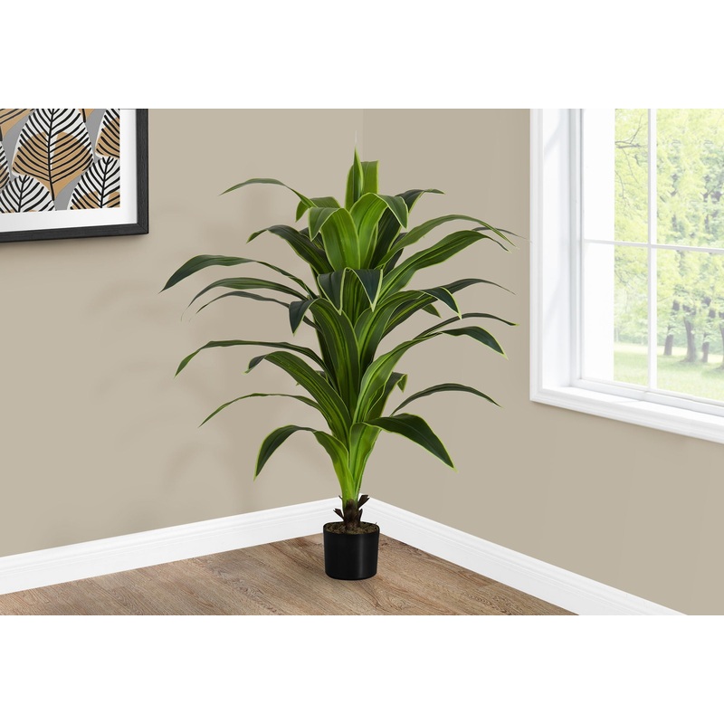47 Tall, Artificial Plant, Dracaena Tree, Indoor, Faux, Fake, Floor, Greenery, Potted, Real Touch, Decorative – Green / Black