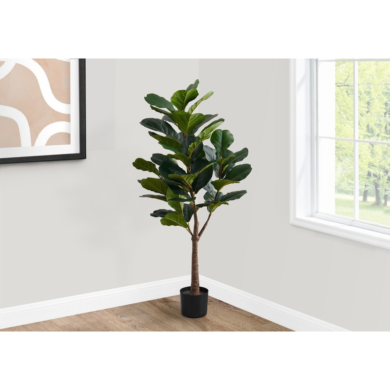 47 Tall, Artificial Plant, Fiddle Tree, Indoor, Fake, Floor, Greenery, Potted, Real Touch, Decorative – Green / Black