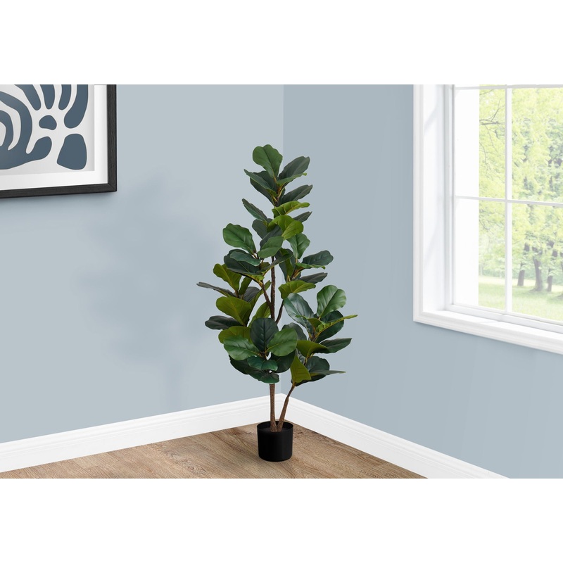 49 Tall, Artificial Plant, Fiddle Tree, Indoor, Faux, Fake, Floor, Greenery, Potted, Real Touch, Decorative – Green / Black
