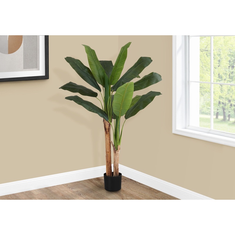 55 Tall, Artificial Plant, Banana Tree, Indoor, Faux, Fake, Floor, Greenery, Potted, Real Touch, Decorative – Green / Black