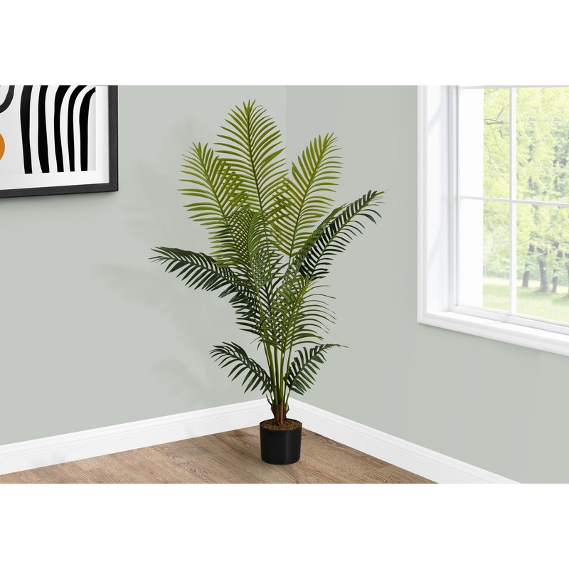 57 Tall, Artificial Plant, Palm Tree, Indoor, Faux, Fake, Floor, Greenery, Potted, Real Touch, Decorative – Green / Black