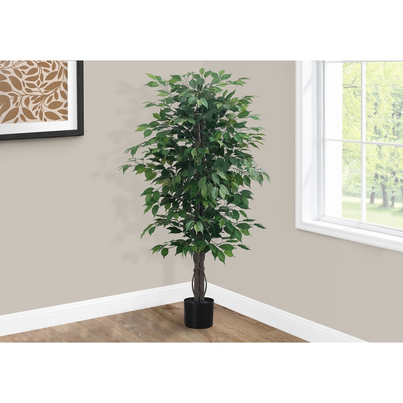 58 Tall, Artificial Plant, Ficus Tree, Indoor, Faux, Fake, Floor, Greenery, Potted, Decorative – Green / Black