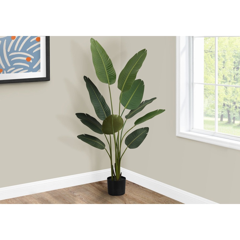60 Tall, Artificial Plant, Bird Of Paradise Tree, Indoor, Faux, Fake, Floor, Greenery, Potted, Decorative – Green / Black