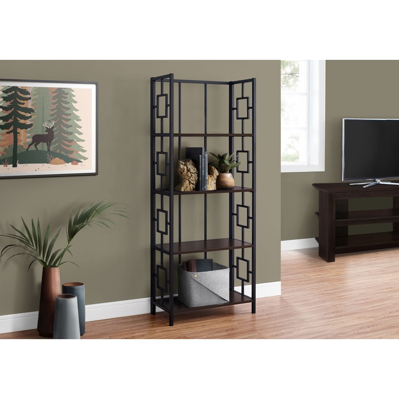 Bookshelf, Bookcase, Etagere, 4 Tier, For Office, Contemporary & Modern – Espresso
