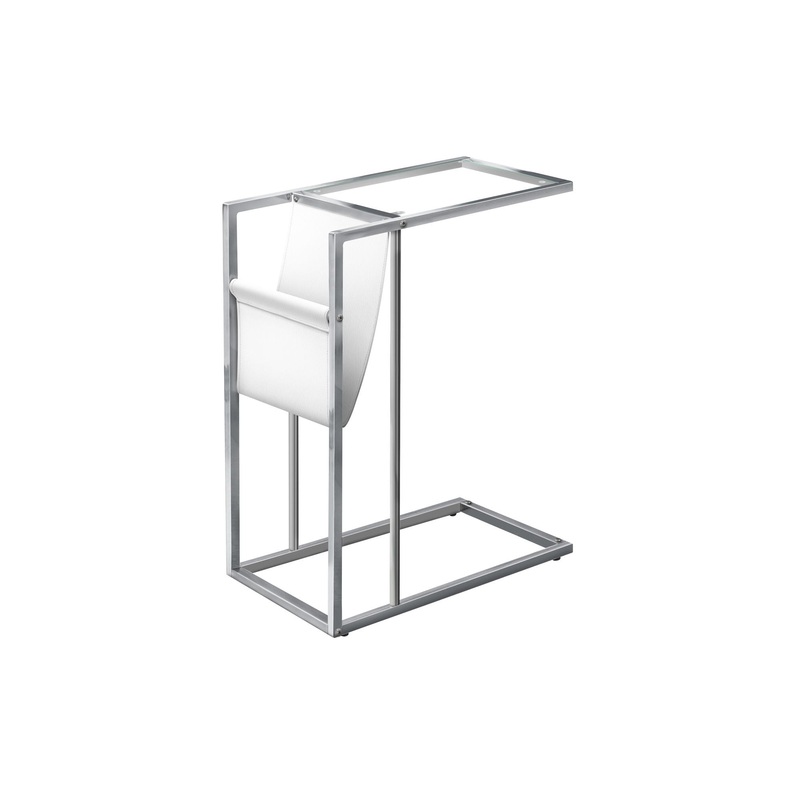 C-Shaped Accent Table Magazine Storage For Living Room – Chrome