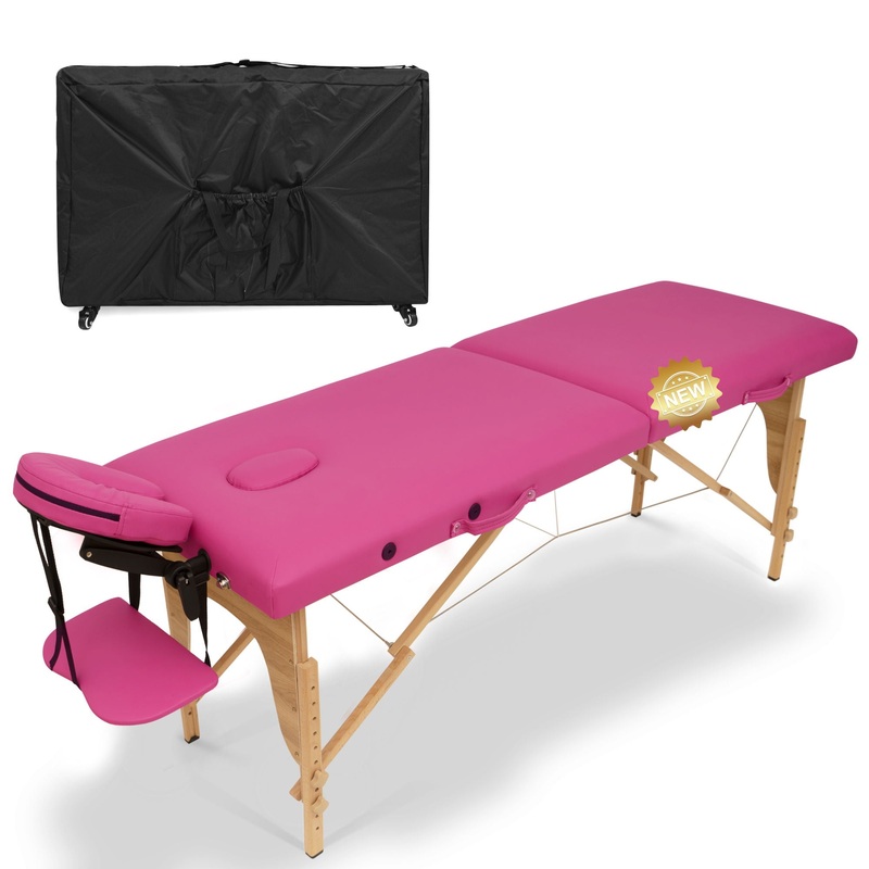 Massage Table Portable Massage Bed Lash Bed With Carrying Case Spa Table Height Adjustable, Salon Bed Face Cradle Bed – Rose
