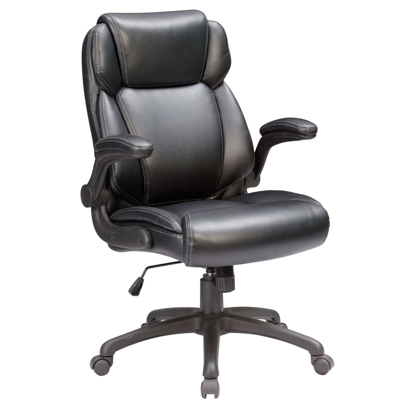 Modern Adjustable Office Chair Leather Upholstered Swivel Chair With Butterfly Mechanism Headrest – Gray