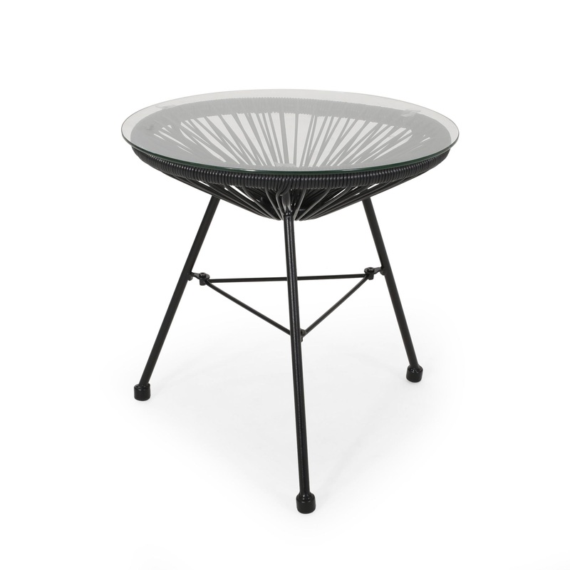 Nusa – Modern Rattan Side Table With Tempered Glass Top