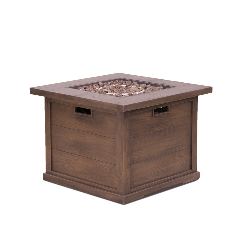 Outdoor Patio Square Gas Burning Mgo Fire Pit, Tank Inside, 40000 Btu