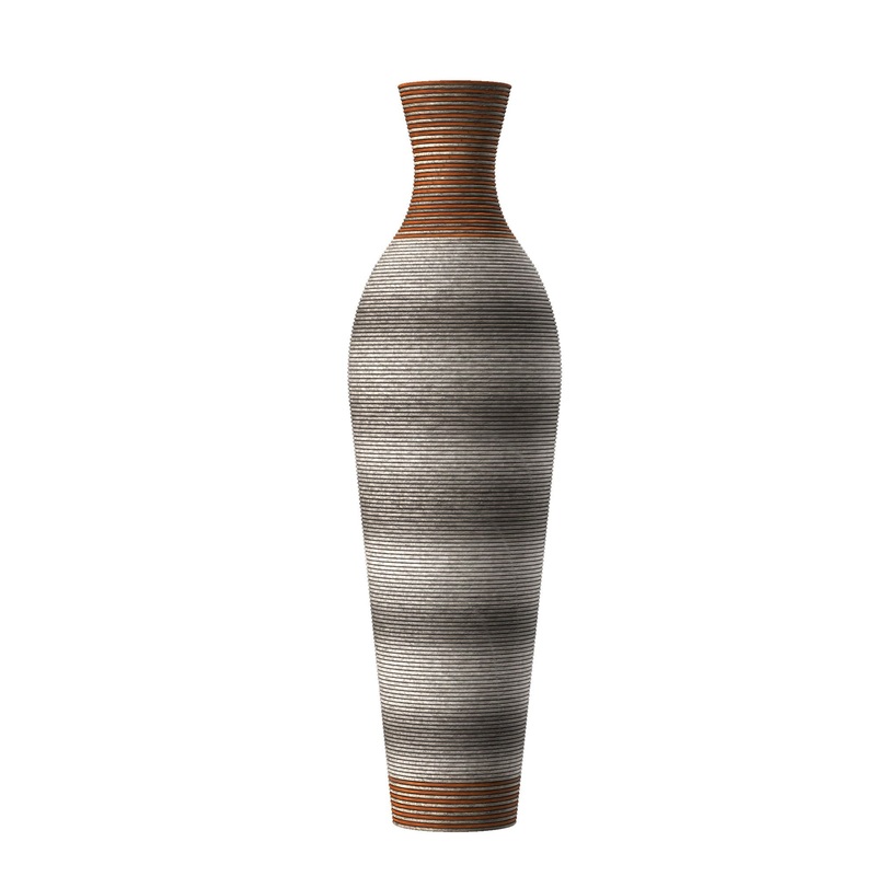 Tall Vase – Brown Decorative Floor Vase, Classic Neat Floor Vase Tall Freestanding Flower Holder, Artificial Rattan Vase, Floor Vase, Flower Holder For Home Decor – Gray