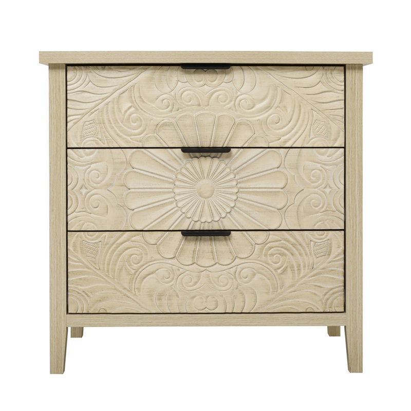 3 Drawer Cabinet, American Furniture, Suitable For Bedroom, Living Room, Study – Natural
