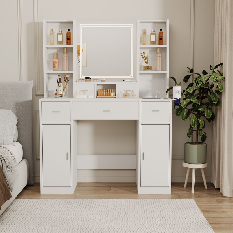 43.31 Newly Designed Smart Mirror Dressing Table With Drawers And Storage Cabinet, Dressing Table With Dressing Pad For Bedroom, Dressing Room