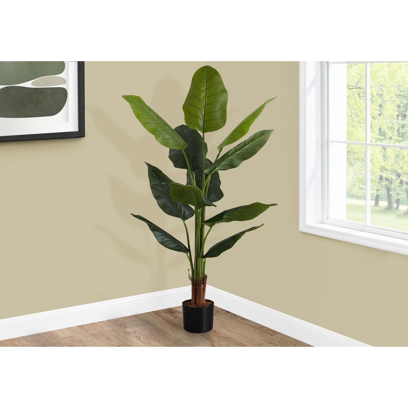 59 Tall, Artificial Plant, Strelitzia Tree, Indoor, Faux, Fake, Floor, Greenery, Potted, Real Touch, Decorative – Green / Black