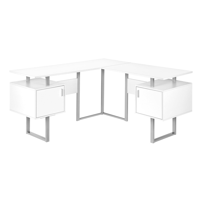 Corner Computer Desk Storage L Shape For Home Office – White